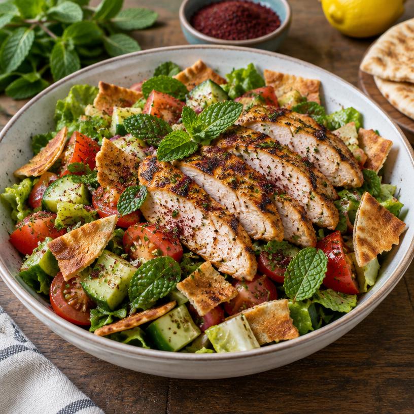 Chicken fattoush salad